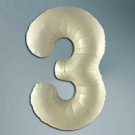 Шар цифра кремовый сатин 3