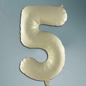 Шар цифра кремовый сатин 5