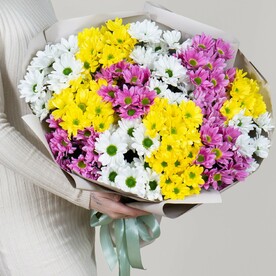 Букет из 15 кустовых хризантем микс