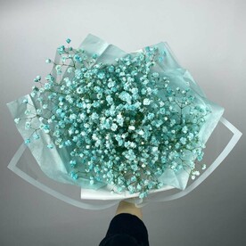 Мини-букет из голубой гипсофилы