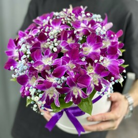 Фиолетовые орхидеи в коробке