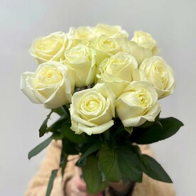 Букет из 11 белых роз 50 см, букет роз с днем рождения, букет живых цветов, Россия, арт: 1646