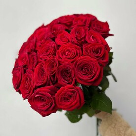 Букеты цветов из красных роз 35 шт, красивый букет цветов 50 см, букет живых цветов, Россия, арт: 1628
