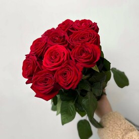 Букет из 11 красных роз 50 см, букет цветов с днем рождения, букет живых цветов, Россия, арт: 1608