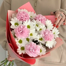 Букет,, очарования,, хризантема и диантусы