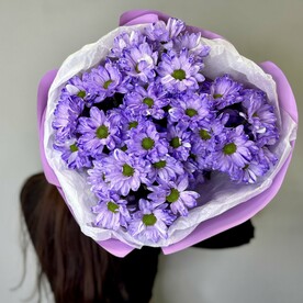 Букет из фиолетовых кустовых хризантем