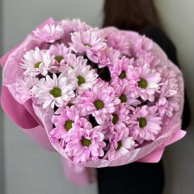 Букет розовых кустовых хризантем