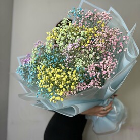 Воздушный букет гигант из радужной гипсофилы