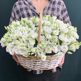 Эустома белая в корзине