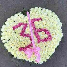 Роза, Зелень, Флористическая губка, Корзина