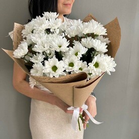 5 хризантем в крафте / Хризантемы