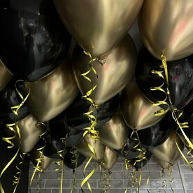 Воздушные шары 25шт золото хром и черные, на день рождения