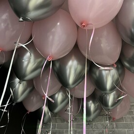 Воздушные шары 25шт розовые и серебро хром, для девушки на день рождения