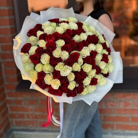 Букет «Дуо нежность и страсть» из 101 розы