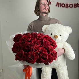 Французские розы + Мишка
