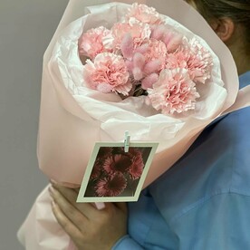 Букет сборный из 7 диантусов с сухоцветами