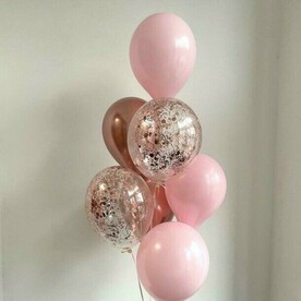 Розовый фонтан из 7 шаров, шары с гелием, шары на день рождения