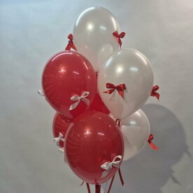Набор шаров с гелием красно - белое и бантик, шары с гелием, шары на день рождения