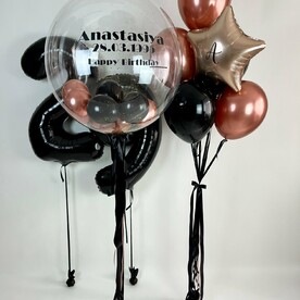 Набор шаров в черных тонах, шары с гелием, шары на праздник