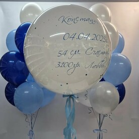 Набор шаров на выписку сине-голубые, шары с гелием, шары на праздник