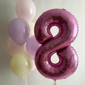 Набор шаров с гелием, шары на 8 марта, фонтан шаров с цифрой, шары на день рождения