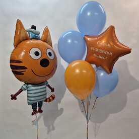 Набор шаров с фигурой Три Кота, шары с гелием, шары на день рождения