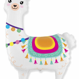 Шар (37''/94 см) Фигура, Лама Альпака, Белый