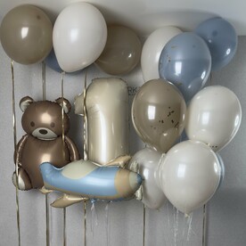 Медвежонок, любая цифра, самолетик, шары под потолок и фонтан из шаров, Гелиевые шары, Воздушные шарики
