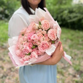 Букет S №220 Розовые 9 шт =27 бутонов