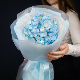 🩵Моно букет с небесной гортензией🩵