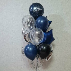 Фонтан из черно-серебро-синих шаров для мужчины, парня, мальчику
