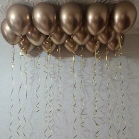 Воздушные шары хром золото под потолок 15 шт