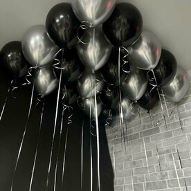 Шары под потолок хром серебро и чёрные матовые 25 шт