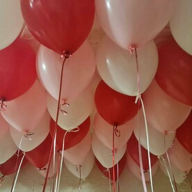 Шары под потолок матовые 20 шт: белые, розовые, красные