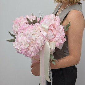 Розовые гортензии в шляпной коробке (061)