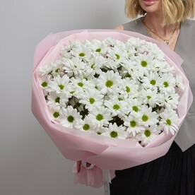 Белый букет из 9 хризантем (040)