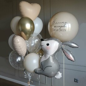 Шарики гелиевые с зайчиком на день рождения
