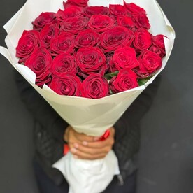 Красные розы 25шт 60 см