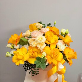 Композиция в коробке "Оранжевое настроение"