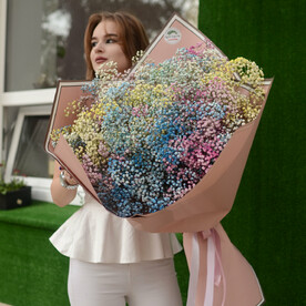 Гранд букет из радужной гипсофилы