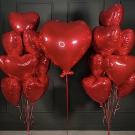 Набор воздушных сердец красных