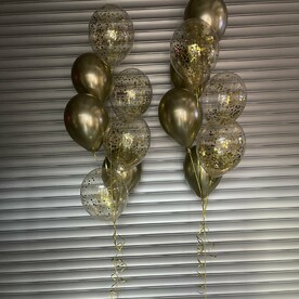 Дава фонтана шаров золото хром и конфетти золото