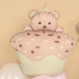 Воздушный шар, фигура , мишка с кексиком розовый