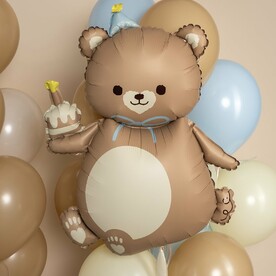 Воздушный шар, фигура, мишка с кексиком , кремовый