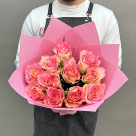 Розы розовые Джумилия 11 шт в букете 40 см Q155