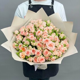 Розы кустовые Лидия 25 штук в букете 50 см Q157