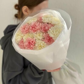 ДУО букет из розовых и белых диантусов микс