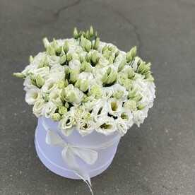 Белая эустома в коробке