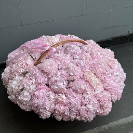 51 розовая гортензия в корзине