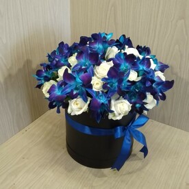 Орхидея, Роза, Коробка, Оазис